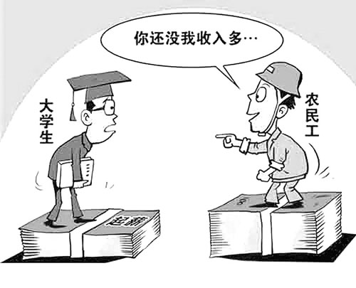 大学本科毕业生薪资不如农民工