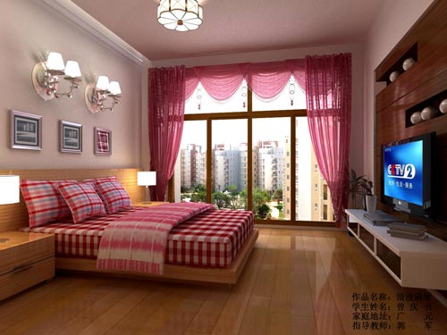 四川新华电脑学院学生作品卧室设计之《浪漫满屋》