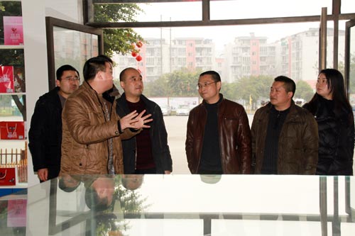 郫县就业局领导参观实训楼学生作品